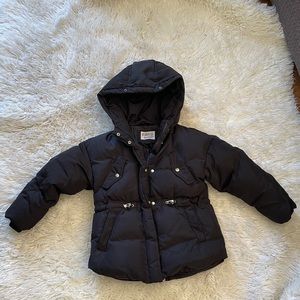 Girls black hooded down Zara jacket